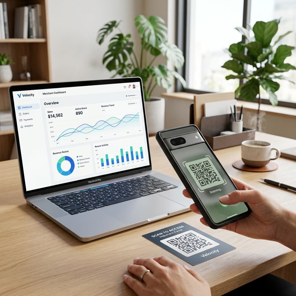 OrderDirect Merchant Dashboard and QR Code Menu Mockup